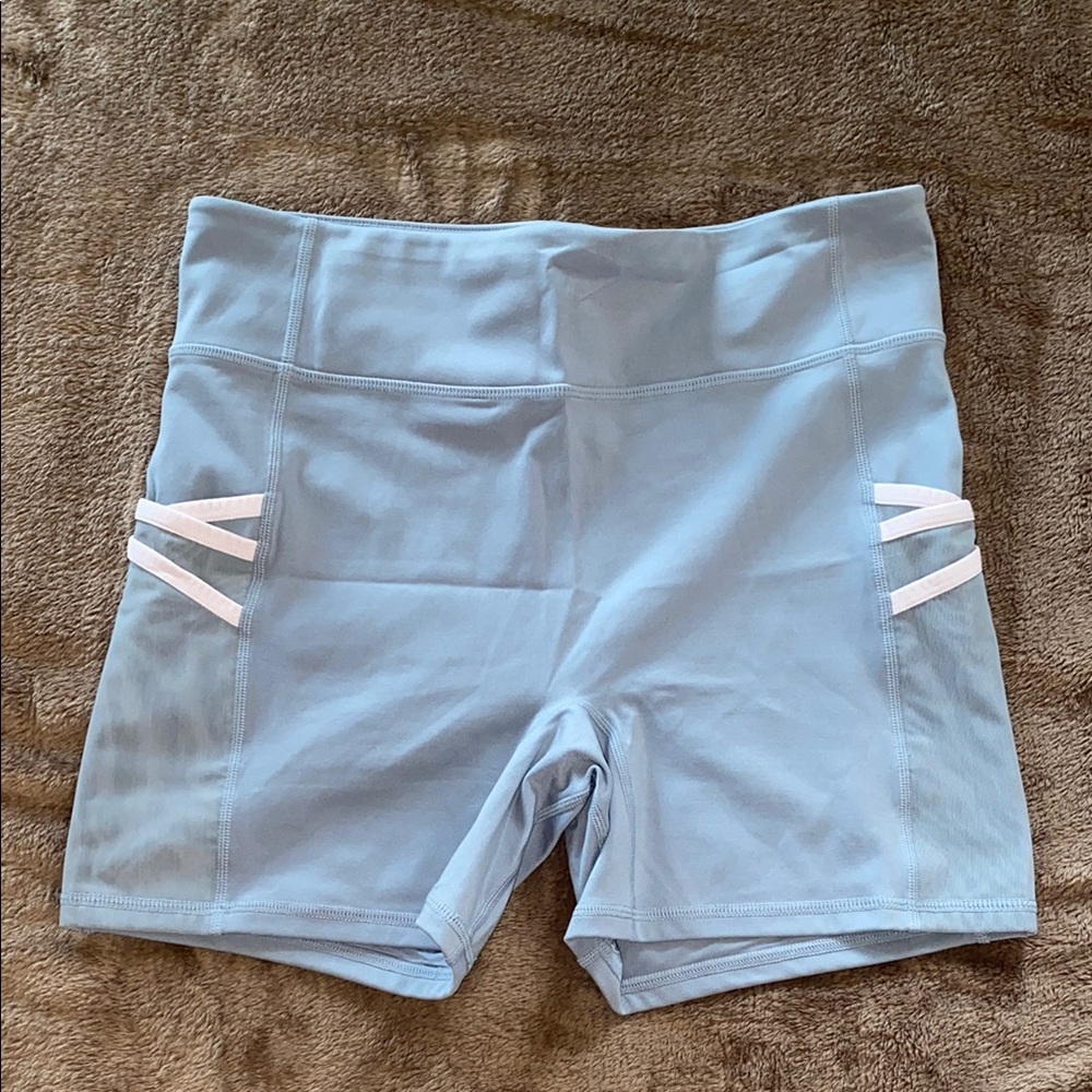 Fabletics Women's Light Blue Trinity Motion 365 Shorts